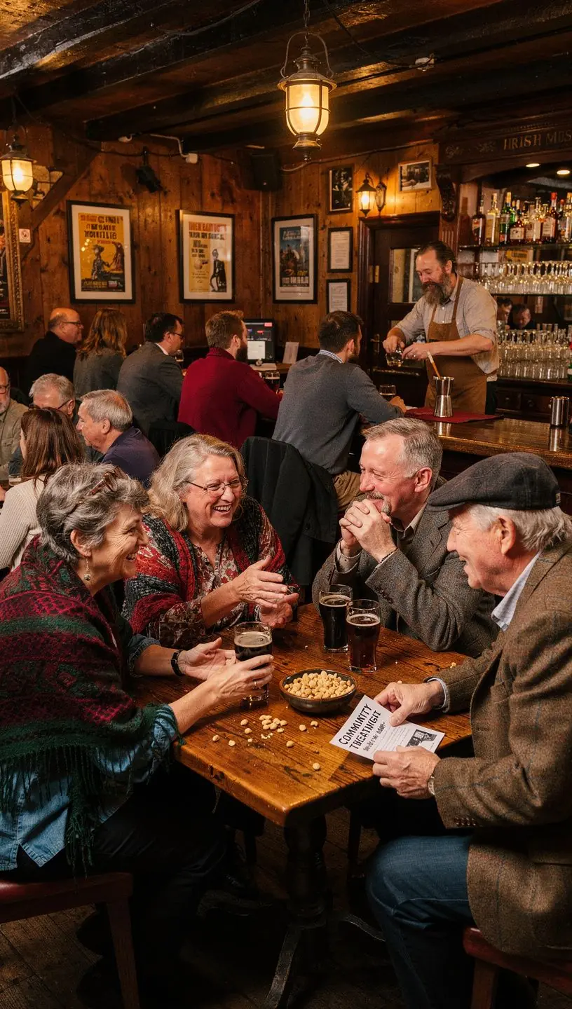 Community evening event promoting arts connections in Ireland